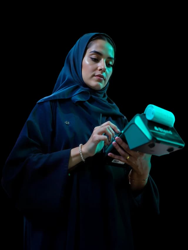 Woman using POS